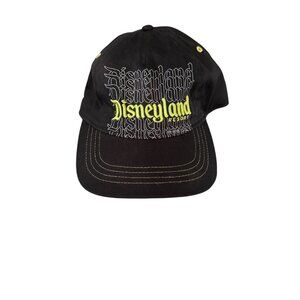 Disneyland Resort Black Adjustable Hat With Embroidered Logo & Neon Accents NWT